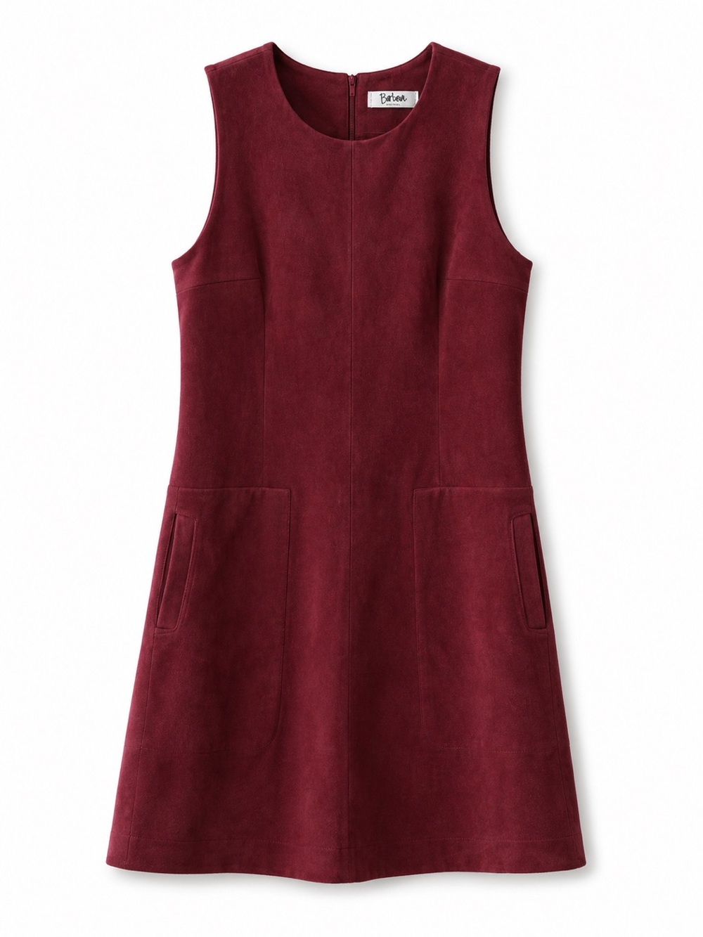 Vintage Barbeau Montreal Genuine Suede Mod Shift Dress Pockets Burgundy M